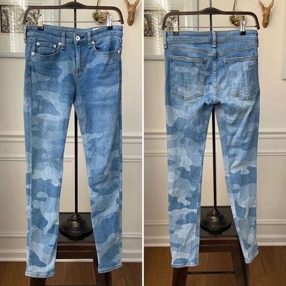 Rag & Bone Cate Mid-Rise Faded Camo Ankle Skinny Leg Jean 25 x 28 - Picture 2 of 10
